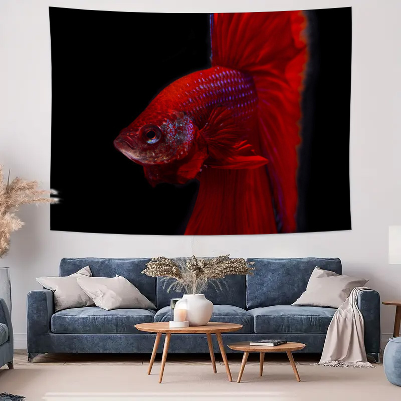 Vibrant Red Betta Fish Tapestr - Ocean Aquarium recension och pris